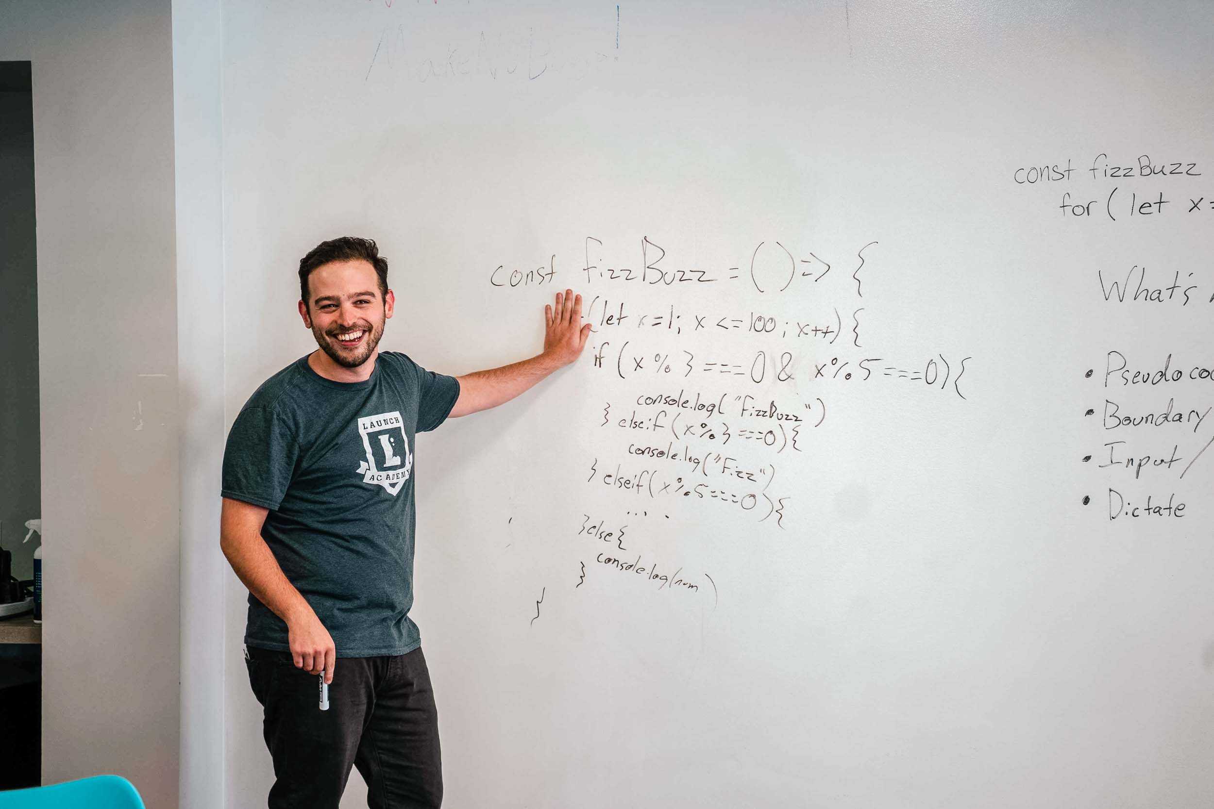 Teacher writing on whiteboard